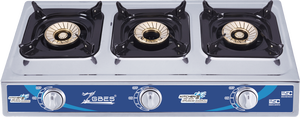 Cocina de Gas Portátil de 3 Quemadores, Superficie de Acero Inoxidable, Control de Encendido con Perilla, Protección Contra Apagado de Llama, Mesa para Uso Doméstico - Product Image 2