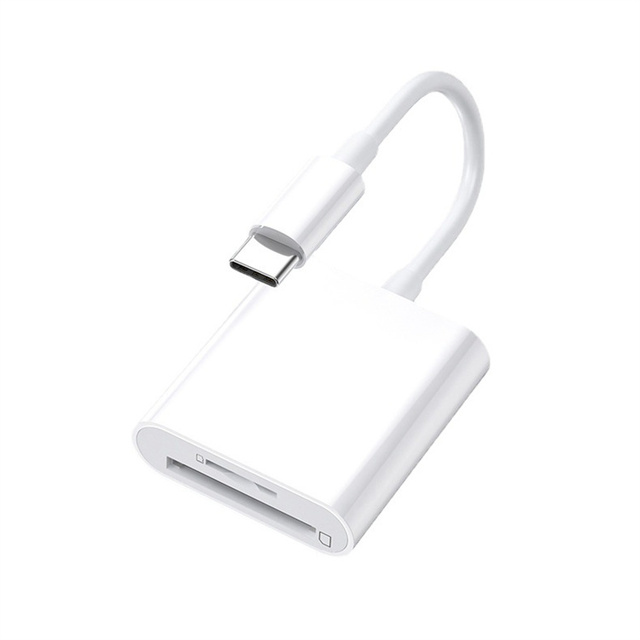 Type C to SD/TF Card Reader, Dual Slot SD TF Flash Memory Card 2TB Capacity Adapter