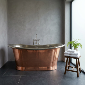 Baignoire autoportante en cuivre bronze mat ovale pour villa - Product Image 3