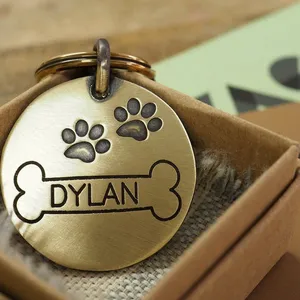 Etiqueta de perro personalizada, grabado láser de fábrica, huellas de perro, sublimación, identificación de mascotas