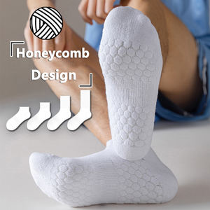 Chaussettes de sport en coton de haute qualité OEM <span class=keywords><strong>semelle</strong></span> en nid d'abeille solide noir blanc amortissant l'évacuation de l'humidité logo personnalisé disponible pour - Product Image 2