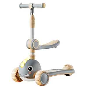 Vente directe d'usine, trottinette pliable pour enfants à 3 roues, moderne, avec siège, hauteur réglable et roues lumineuses - Product Image 2