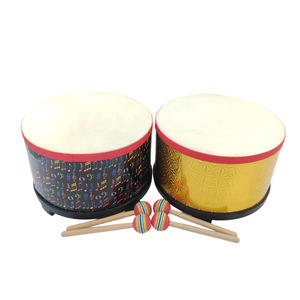 Wholesale Orff Musical Percussion Instrument 10-Inch Sheepskin Hand <b>Drum</b> Toy Ground <b>Drum</b> with 2 Sticks Educational Musical - Product Image 1