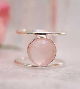 Handmade <b>Finger</b> <b>Ring</b> 925 Sterling Silver With Silver Polished Natural Rose Quartz Faceted Round Shape Gemstone At Best Price - Product Image 5