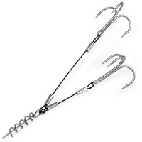 Nouveau 2 #   1 #   1/0 #   2/0 #   Hameçon triple robuste en acier inoxydable avec attache à vis et ressort pour la pêche en eau salée