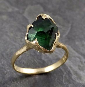Anello in vera meteorite, set di anelli in meteorite verde martellato in silicone, anelli di coppia coordinati per matrimonio - Product Image 2