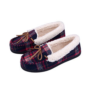 Fashion Classic Christmas Style Plaid <strong>Ladies</strong> Fur Shoes Loafers Fluffy <strong>Moccasin</strong> <strong>slippers</strong> for Women - Product Image 6