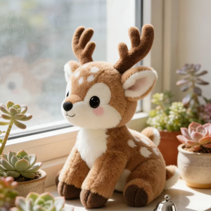 Peluche Cerf de Noël Mignon, Faon en Coton Rembourré, Idéal pour la Décoration des Fêtes, Chambre d'Enfant ou Cadeau Sous le Sapin - Product Image 1