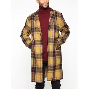 Модная клетчатая однобортная одежда на пуговицах в европейском стиле, пальто, Мужская одежда, длинное Мужское пальто, зимняя куртка, пальто