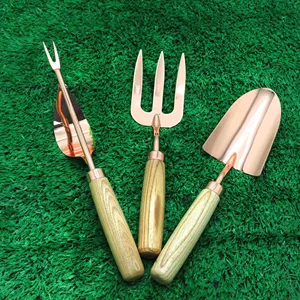 Vente chaude 3 pièces pelle fourchette désherbeur extérieur jardin outils à main ensemble d'outils de jardin avec manche en bois
