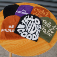 Groothandel Oem Custom Logo Unisex Acryl Jacquard Wintermuts Vrouwen Kids Warme Ski Pet Overal Print Jacquard Gebreide Muts