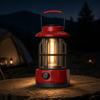 Lanterne de camping LED COB JD-L801, batterie au lithium rechargeable, lumière chaude vintage pour l'extérieur, interrupteur rotatif, lampe suspendue portable, IP44