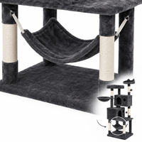 En gros Arbre à chat extra haut en sisal avec panier hamac double en peluche et griffoir