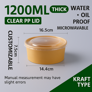 ชามกระดาษคราฟท์พร้อมฝาปิดกล่องกระดาษกล่องใส่อาหาร - Product Image 4