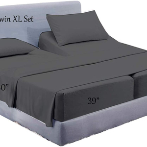 Deep Pocket <strong>Split</strong> <strong>King</strong> <strong>Sheets</strong> SK Bed <strong>Sheets</strong> Set with 2 Fitted <strong>Sheets</strong>, Flat <strong>Sheet</strong>, Pillow Cases - Product Image 1