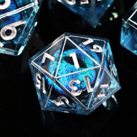 Jeu de dés MINI PLANET DND Blue Dragon Eye Liquid Core Dice RPG Donjons & Dragons Vente en gros de dés en résine polyédrique personnalisés faits à la main