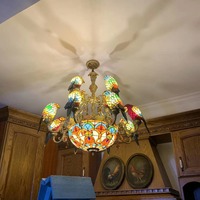 Usine Pendentif Lampes Vitrail Oiseau Lustre Idyllique Salon Décoration Lampe Perroquet Lustre Rural Brillant Lumières