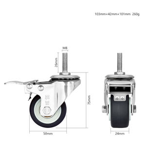 Rodízio TPR para serviço leve de 2 polegadas Rodízio industrial Rodízios de aço inoxidável para carrinho de roda giratória - Product Image 2