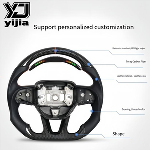 Volant de course Dodge Charger <span class=keywords><strong>Challenger</strong></span> 15-20 en fibre de carbone noire avec LED - Product Image 6