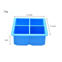 Moule à glaçons carrés en silicone personnalisé, 4 cavités, plateau de congélation DIY pour crème glacée