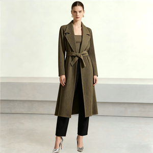 Kardigan Lipit Minimalis Ukuran Bebas Khusus Wanita, Mantel Trench Longgar, Jaket Elegan Mewah untuk Wanita, MOQ Rendah ODM - Product Image 1