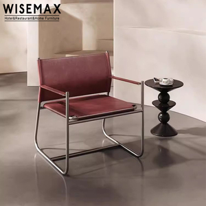WISEMAX FURNITURE <span class=keywords><strong>Fauteuil</strong></span> en <span class=keywords><strong>cuir</strong></span> nordique moderne Canapé de loisir simple pour salon <span class=keywords><strong>Fauteuil</strong></span> d'angle en métal pour hôtel Maison - Product Image 3