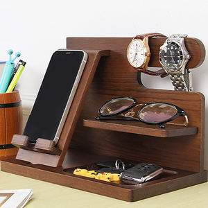 แท่นวางโทรศัพท์มือถือแบบตั้งโต๊ะทำจากไม้ แท่นวางโชว์ นาฬิกา แว่นตา ที่เก็บของอเนกประสงค์ ของตกแต่งบ้าน - Product Image 2
