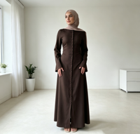 Robe modeste pour femmes Loriya, nouvelle robe islamique décorée de boutons, vêtements musulmans pour femmes, robe élégante à boutons, longue robe avec attaches dans le dos