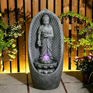 <span class=keywords><strong>Fontaine</strong></span> d'eau autoportante de jardin d'extérieur en forme de <span class=keywords><strong>Bouddha</strong></span>, <span class=keywords><strong>grande</strong></span> <span class=keywords><strong>fontaine</strong></span> d'eau d'intérieur avec boule de cristal, vente en gros - Product Image 1