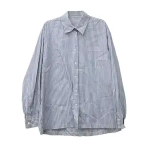 Plus Size Shirt Heren Lange Mouwen Casual Heren Onderkant Vest Literair Eenvoudig Inch Shirt Blauw Gestreept Shirt Man
