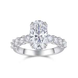 Fabbrica originale all'ingrosso gioielli da donna eleganti anelli sottili Moissanite anelli d'<span class=keywords><strong>argento</strong></span> taglio ovale grandi gemma anelli classici - Product Image 5