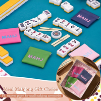 Sacs à dés de Mahjong en cuir PU, pochette à Mahjong à pression, imprimé MAHJ mignon, pochette de rangement pour Mahjong, plusieurs couleurs