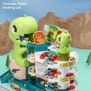 Samtoy Voiture Aventure Jouet Véhicule <span class=keywords><strong>Garage</strong></span> Jouet Dinosaure Course Voiture Piste Rampe Parking Jouet pour Garçons avec 6 Mini Voitures - Product Image 2