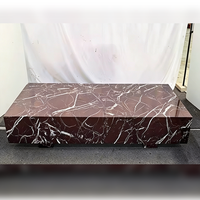 Table basse carrée en pierre avec socle en marbre naturel Rosso Levanto pour salon, maison, hôtel, appartement