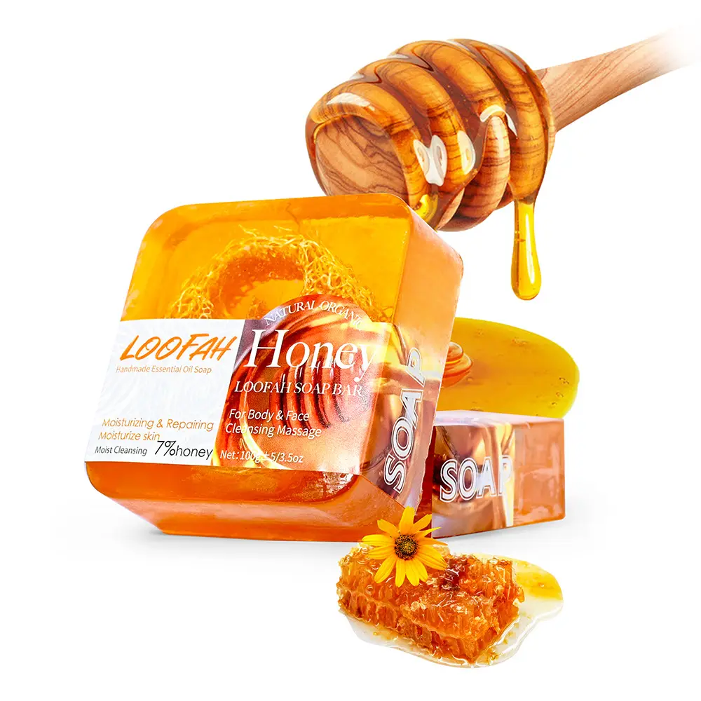 Shiyan RTS en stock 100g miel luffa savon base de glycérine forte activité antibactérienne acide aminé miel luffa savon