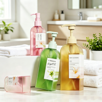 Flacon de luxe 150/300 ml pour crèmes colorées, gommages corporels, savon liquide pour les mains et shampoing, avec pompe et service d'impression personnalisée