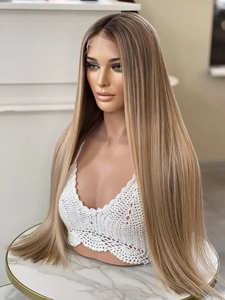 <span class=keywords><strong>Parrucca</strong></span> Frontale in Pizzo con Top in Seta Trasparente HD, 100% Vergine Russa, Allineamento Cuticolare, Doppio Filamento, Baby Hair, Colore Biondo Platino con Riflessi - Product Image 3