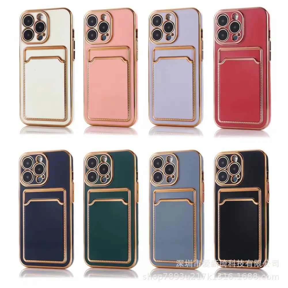 Hot Sale Electroplate Cell Phone Case Card Wallet Phone Case Covers for iphone case