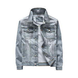 Durable Winter Denim <b>Jacket</b> with Classic Button Front Authentic Wash Quick Dry & Breathable Features <b>for</b> Casual Wear - Product Image 1