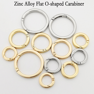 พวงกุญแจโลหะผสมสังกะสี พร้อมห่วงสปริงแบบแบน ห่วงโอริง วงกลม คาราไบเนอร์ สำหรับกระเป๋าถือ - Product Image 1