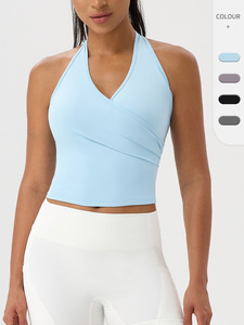 Halter Neck Tops Femmes Sexy Col En V À Séchage Rapide Sport Dos Nu Gilet Gym Fitness Tops <span class=keywords><strong>Yoga</strong></span> Wear Course En Plein Air Crop Tops - Product Image 5