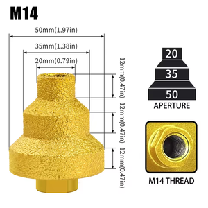 Brazed chùa khoan bit M10 M14 brazed kim cương tháp khoan gạch đá tấm khoan reaming tích hợp bit kim cương công cụ - Product Image 2