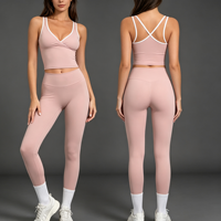 Ensemble de yoga personnalisé avec soutien-gorge intégré, débardeur et leggings, doux, pour la gym et le fitness, 2 pièces