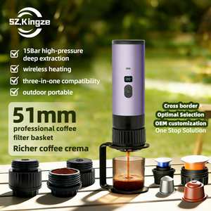 Machine à expresso portable <span class=keywords><strong>rechargeable</strong></span> Kingze 15 bars, cafetière sans fil 3-en-1 compatible capsules et café moulu, idéale pour les voyages et le camping - Product Image 3