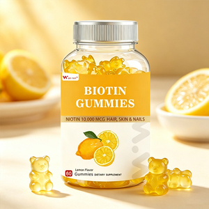<strong>Prime</strong> Quality 10000mcg Healthy Candy Hair Skin Nails Growth Wellness Gummy <strong>Lemonade</strong> Lemon Flavor Biotin Gummies with Vitamin C - Product Image 2