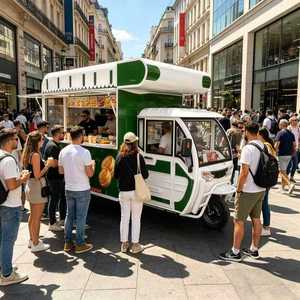 Vente Flash : Chariot de Restauration Mobile Électrique à 3 Roues, Idéal pour <span class=keywords><strong>Bonbons</strong></span> et Chips, Résistant à la Rouille, Capacité Personnalisable - Product Image 6