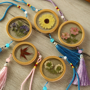 Artisanat en bambou tissé à la main, ornements à pompons, pendentifs ronds, décorations photo, mini pompons. - Product Image 2