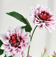 Composition florale artificielle de dahlias et de lys en pot, fausse composition florale dans un pot en céramique blanc pour la décoration de table et de la maison