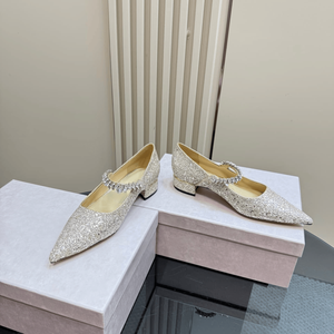 Zapatos de Tacón Alto Jimmy de Alta Calidad para Mujer, Adornados con Tiras de Cristales y Diamantes, Tacones Gruesos y Estables, Modernos y a la Moda - Product Image 5