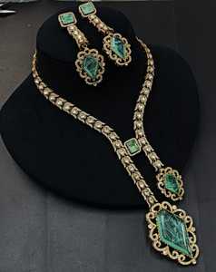 trending moissanite <b>necklace</b> Kundan Gold Plated <b>Necklace</b> with Drop Style Earrings Jewellery Choker <b>Necklace</b> - Product Image 6